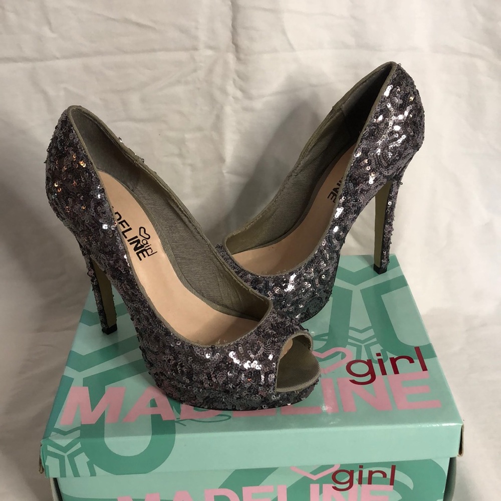 Madeline girl sequin peep toe heels